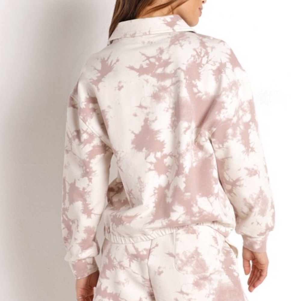 • VARLEY • Romero Sweat Taupe Tie Dye quarter-zip pullover sweater • - Picture 2 of 11